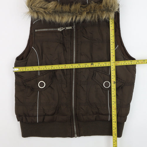 Mossimo Supply Co. Womens Brown L Hooded Puffer Waistcoat