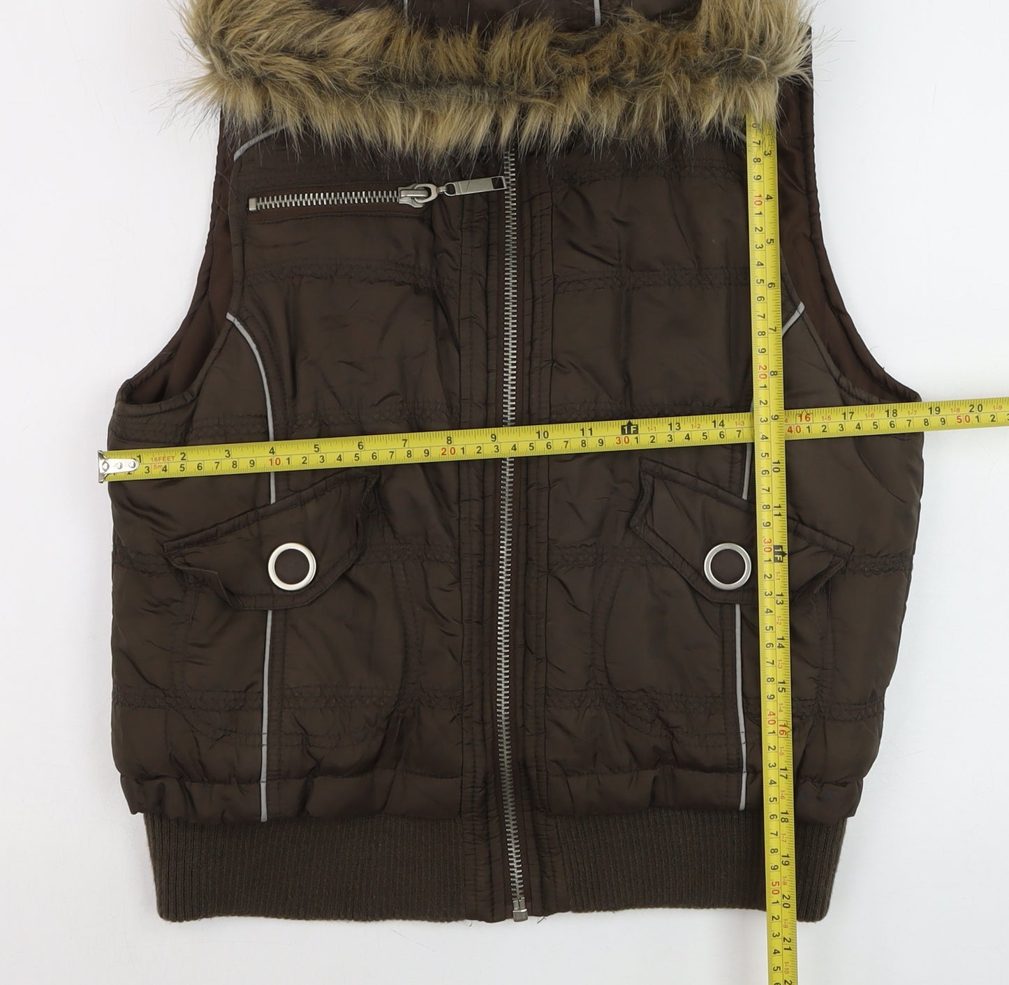 Mossimo Supply Co. Womens Brown L Hooded Puffer Waistcoat