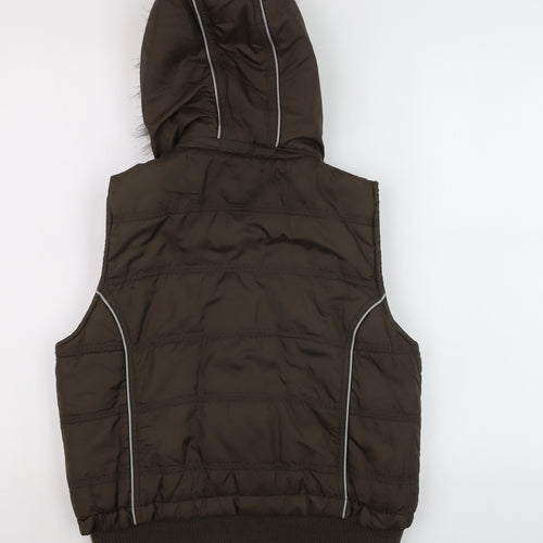 Mossimo Supply Co. Womens Brown L Hooded Puffer Waistcoat