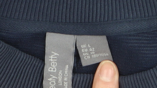Sweaty Betty Unisex Blue Cotton Pullover Jumper L Regular Fit