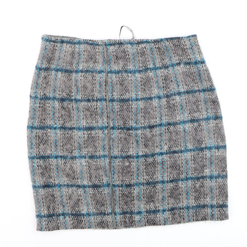 Luisa Cerano Women’s Grey Tweed Check Wool Pencil Skirt Size 10