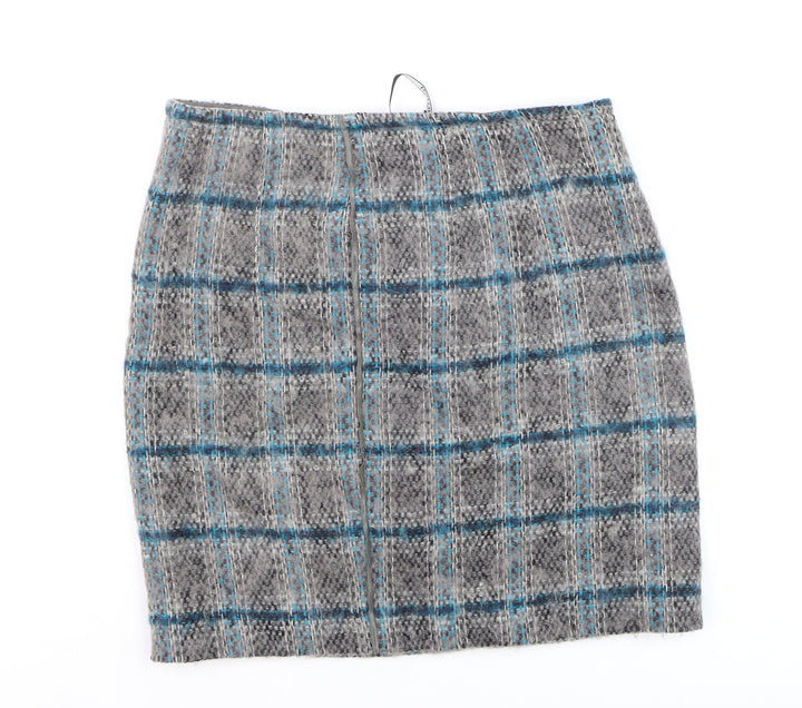 Luisa Cerano Women’s Grey Tweed Check Wool Pencil Skirt Size 10