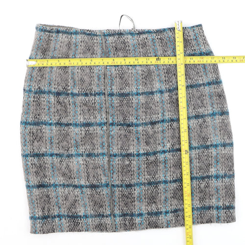 Luisa Cerano Women’s Grey Tweed Check Wool Pencil Skirt Size 10