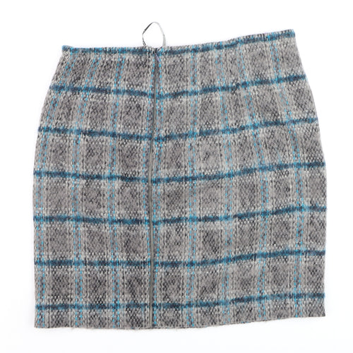 Luisa Cerano Women’s Grey Tweed Check Wool Pencil Skirt Size 10