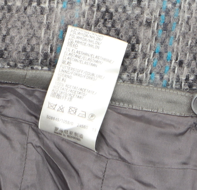 Luisa Cerano Women’s Grey Tweed Check Wool Pencil Skirt Size 10