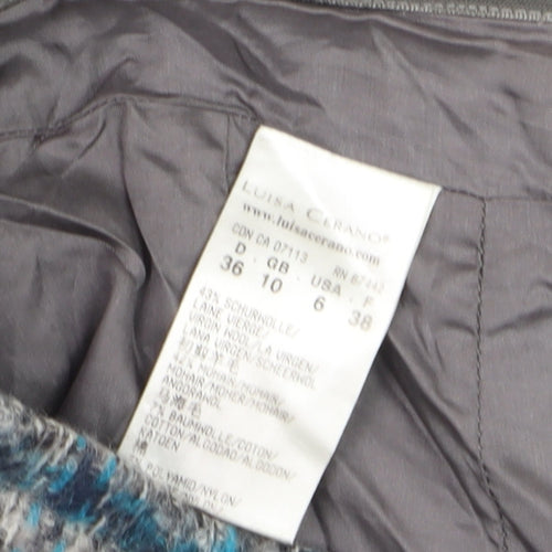 Luisa Cerano Women’s Grey Tweed Check Wool Pencil Skirt Size 10