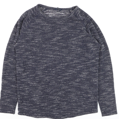Jack & Jones Men’s Blue Knit Cotton Blend Crew Neck Jumper Size L