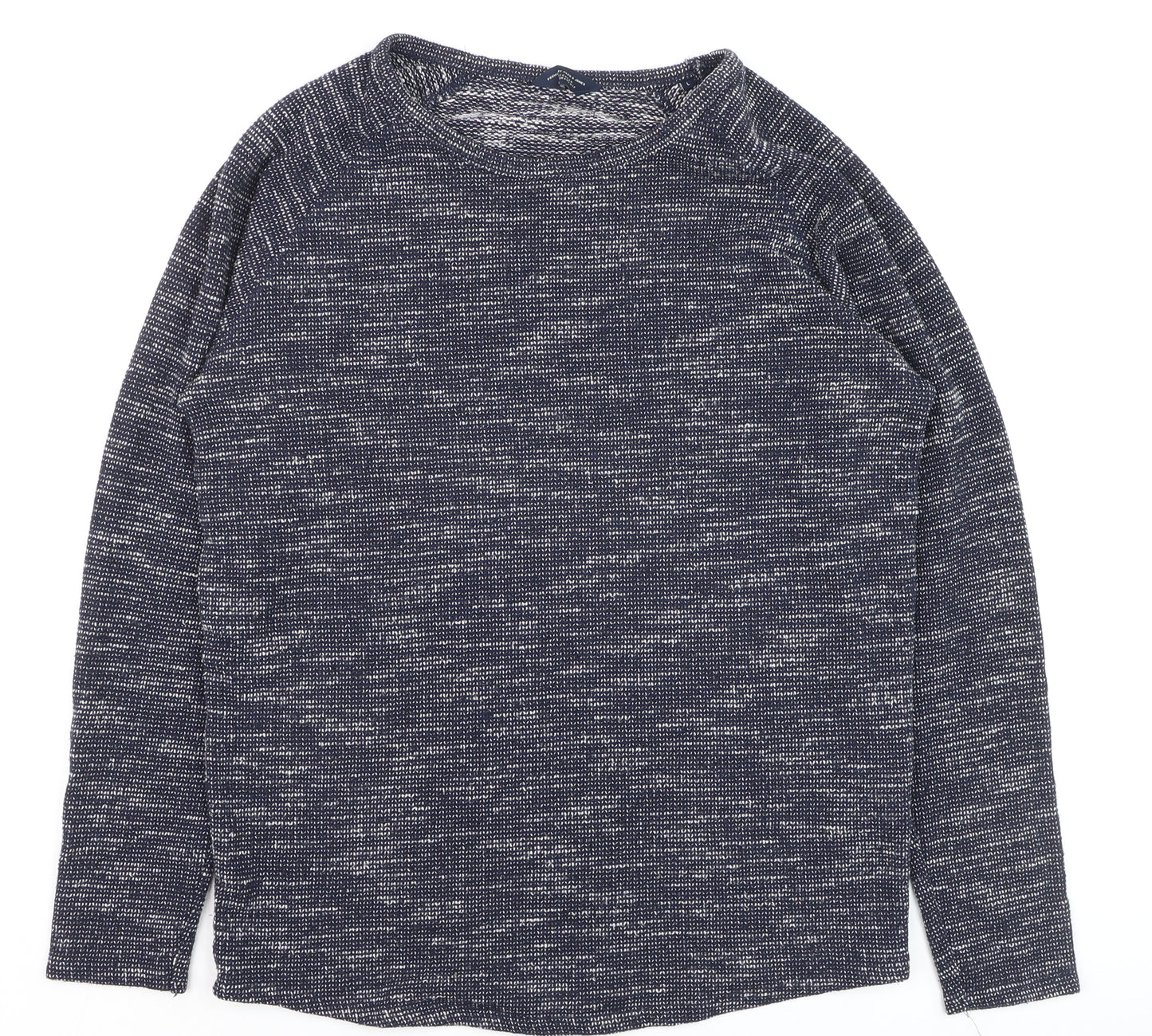 Jack & Jones Men’s Blue Knit Cotton Blend Crew Neck Jumper Size L