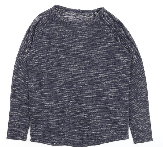 Jack & Jones Men’s Blue Knit Cotton Blend Crew Neck Jumper Size L