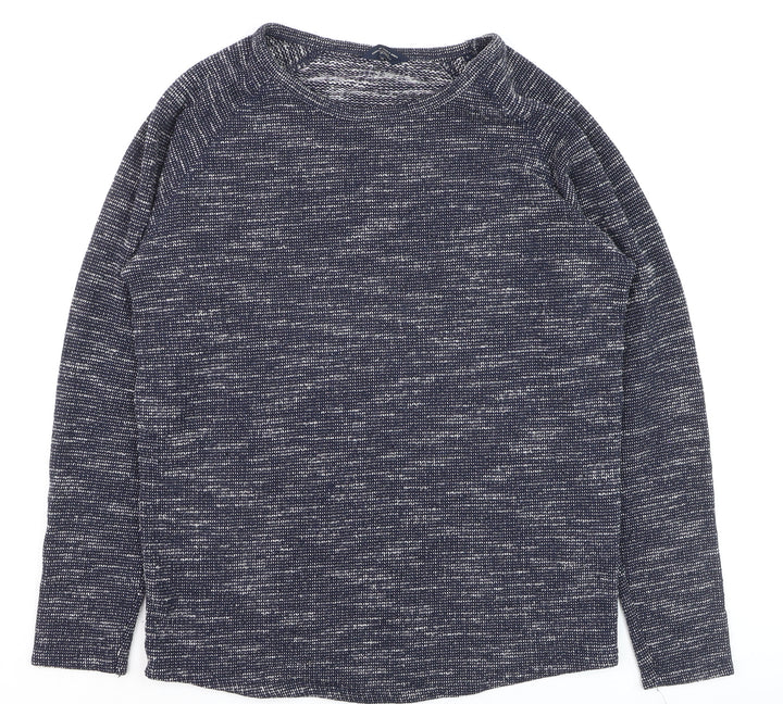 Jack & Jones Men’s Blue Knit Cotton Blend Crew Neck Jumper Size L