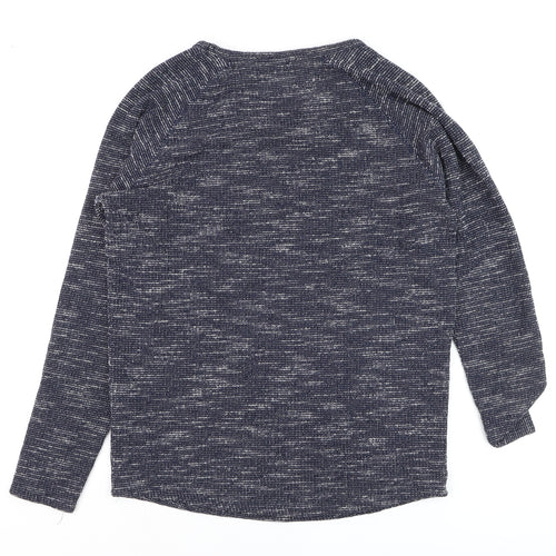 Jack & Jones Men’s Blue Knit Cotton Blend Crew Neck Jumper Size L