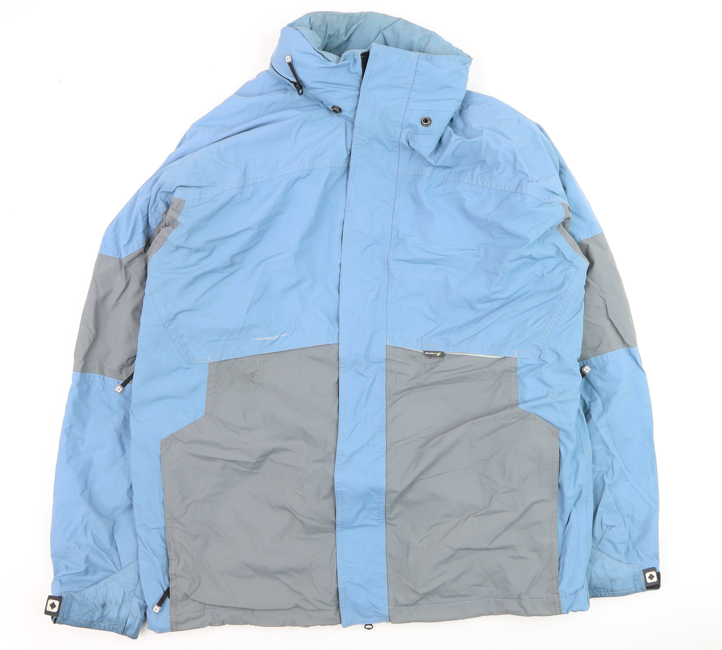 Headworx Men’s Blue L Waterproof Parka Jacket Hooded Outdoor Technical Lined