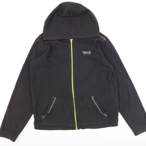 Regatta Boys Black Fleece Hooded Full Zip Outdoor Jacket Size 158 Regular Fit
