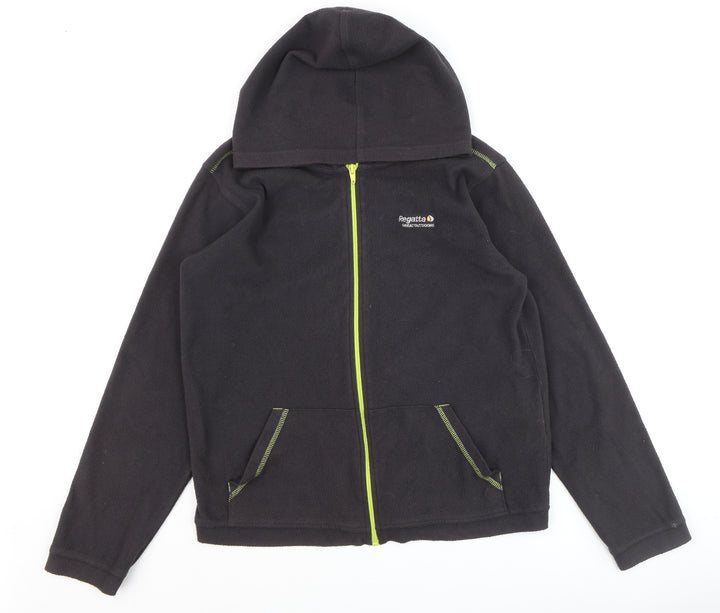 Regatta Boys Black Fleece Hooded Full Zip Outdoor Jacket Size 158 Regular Fit