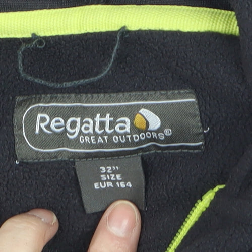 Regatta Boys Black Fleece Hooded Full Zip Outdoor Jacket Size 158 Regular Fit