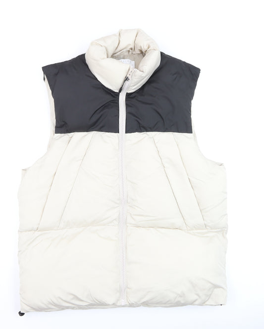 ASOS DESIGN Men’s Ivory Puffer Waistcoat L 42in Full Zip Quilted Vest