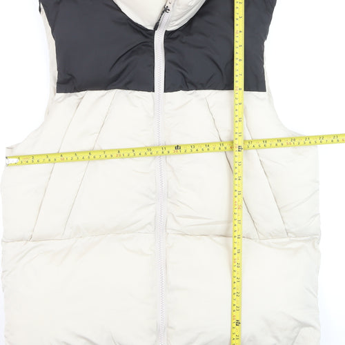 ASOS DESIGN Men’s Ivory Puffer Waistcoat L 42in Full Zip Quilted Vest