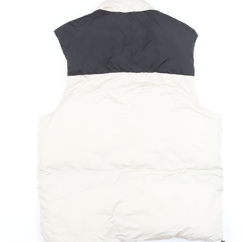 ASOS DESIGN Men’s Ivory Puffer Waistcoat L 42in Full Zip Quilted Vest