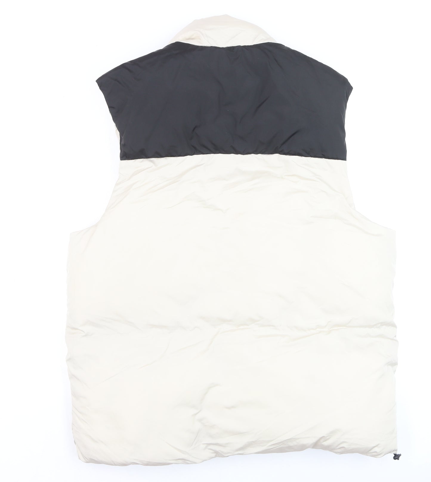 ASOS DESIGN Men’s Ivory Puffer Waistcoat L 42in Full Zip Quilted Vest