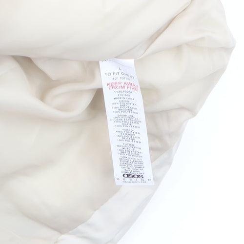 ASOS DESIGN Men’s Ivory Puffer Waistcoat L 42in Full Zip Quilted Vest