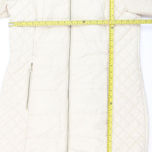 Marks and Spencer Women's Ivory Long Quilted Puffer Coat Size L