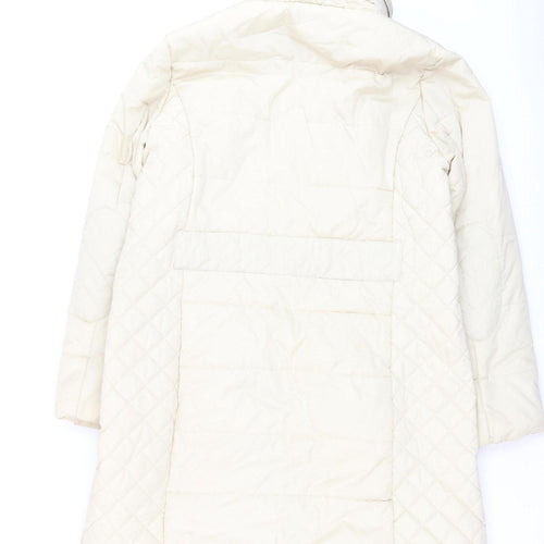 Marks and Spencer Women's Ivory Long Quilted Puffer Coat Size L