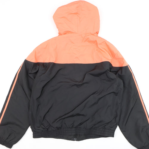 Lonsdale Women's Black & Orange Hooded Windbreaker Jacket Size 16