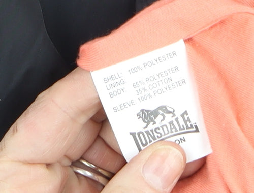Lonsdale Women's Black & Orange Hooded Windbreaker Jacket Size 16
