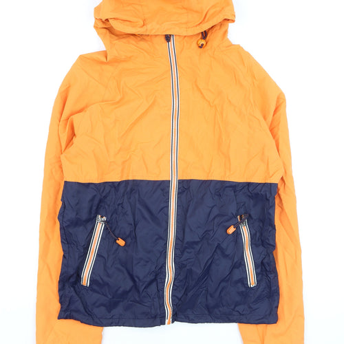 Next Men's Orange Navy Hooded Windbreaker Jacket Size M