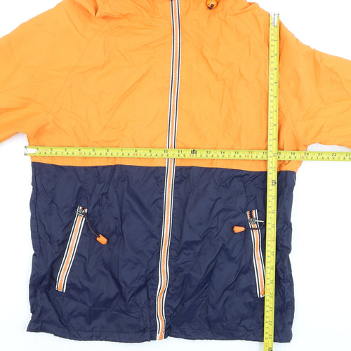 Next Men's Orange Navy Hooded Windbreaker Jacket Size M