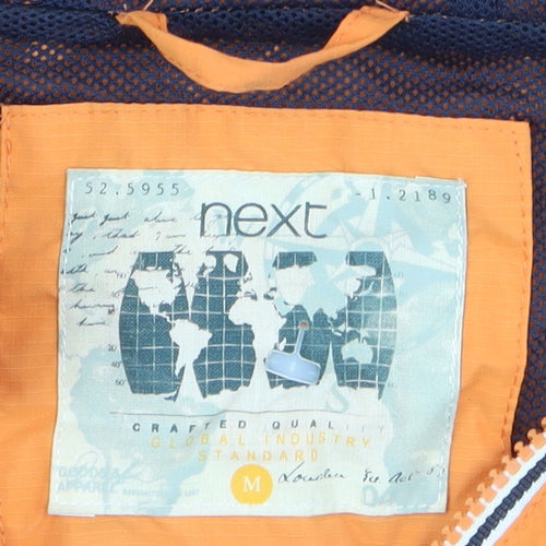 Next Men's Orange Navy Hooded Windbreaker Jacket Size M