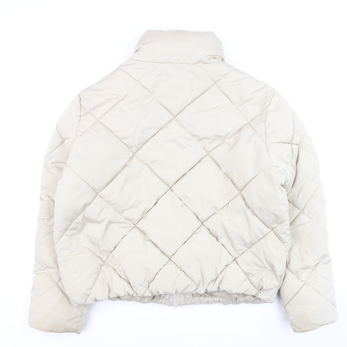 Primark Women Beige Quilted Puffer Jacket L Winter Coat