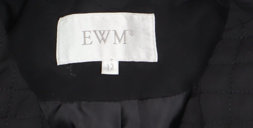 EWM Women’s Black Quilted Mid-Length Coat Size 12