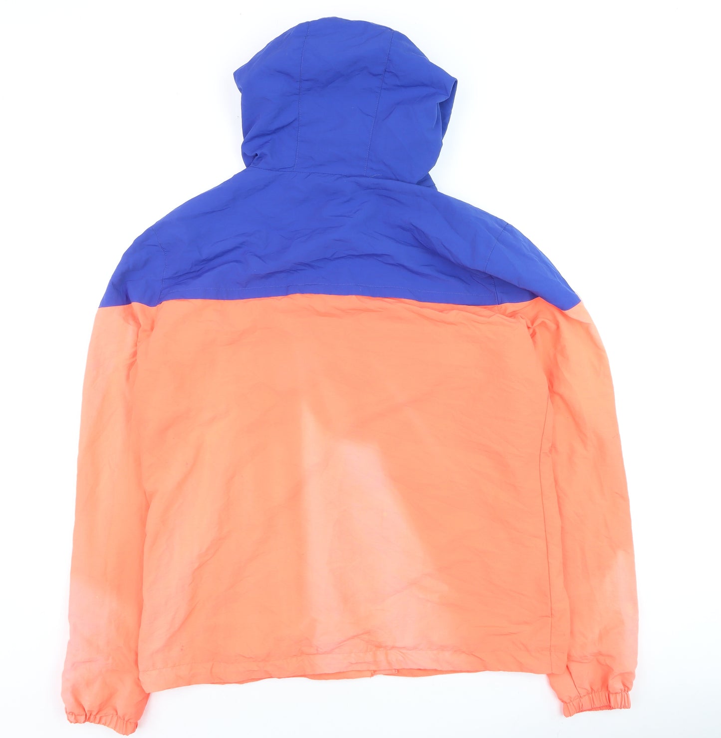 Superdry Mens Orange Blue Windbreaker Jacket Size L Hooded Zip-Up