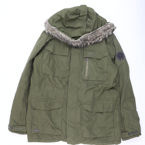 Regatta Men’s Green L Hooded Fur Trim Parka Jacket