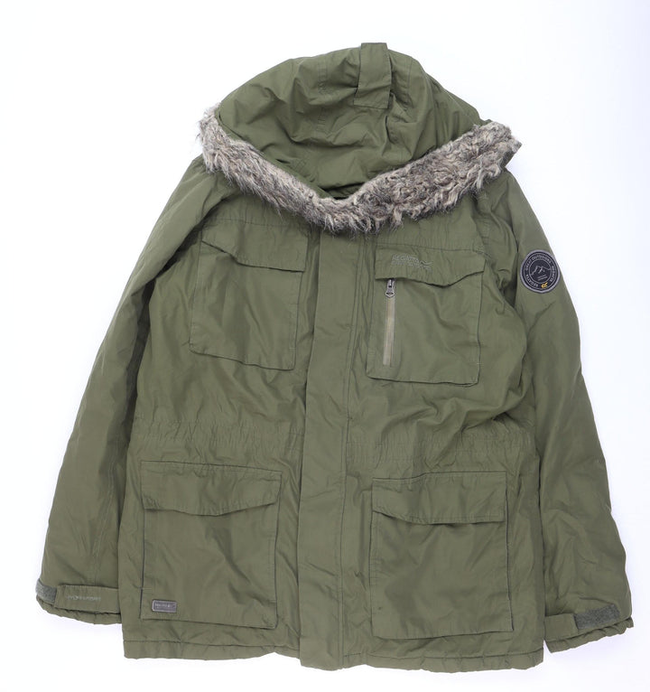 Regatta Men’s Green L Hooded Fur Trim Parka Jacket