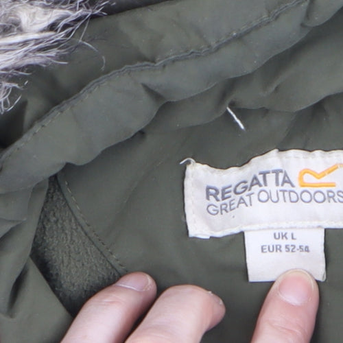 Regatta Men’s Green L Hooded Fur Trim Parka Jacket