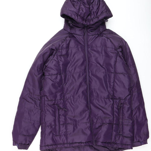 Millets Womens Purple L Puffer Jacket Hooded Mid-Length Coat