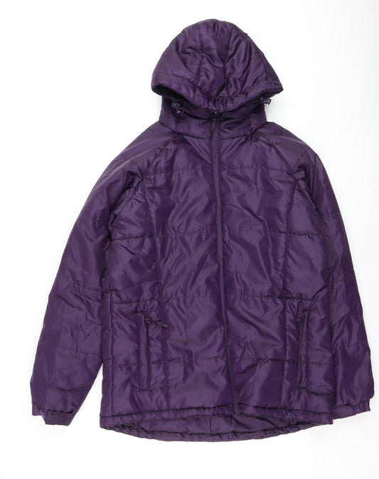 Millets Womens Purple L Puffer Jacket Hooded Mid-Length Coat