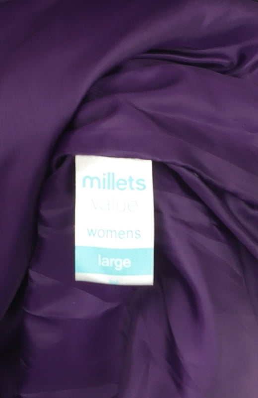 Millets Womens Purple L Puffer Jacket Hooded Mid-Length Coat