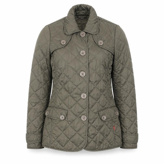 Front view of Vackpro Women's Green Quilted Mid-Length Jacket XS