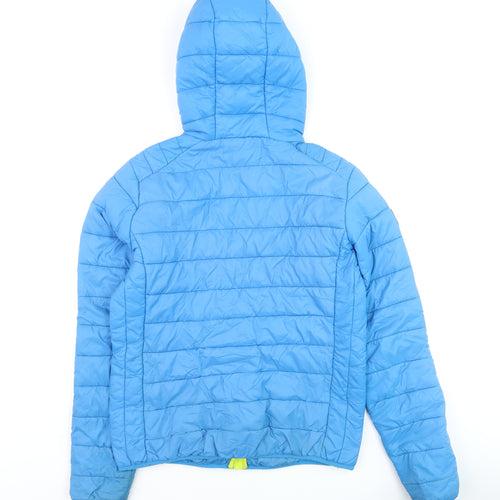 Exploring Norway Boys Blue Hooded Puffer Jacket M Nylon Winter Coat