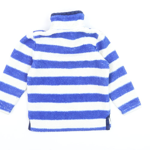 Joules Boys Blue White Striped 3 Years Fleece Half Zip Hoodie Sweatshirt