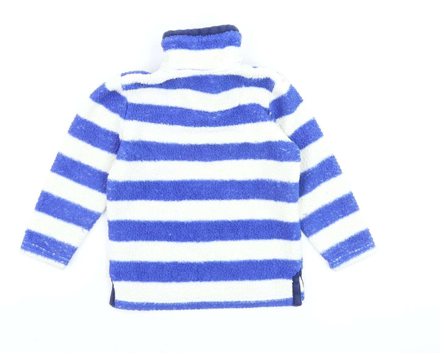 Joules Boys Blue White Striped 3 Years Fleece Half Zip Hoodie Sweatshirt