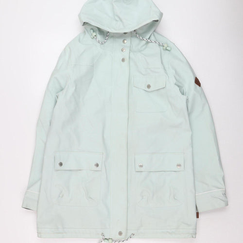 Bellfield Women Green Hooded Waterproof Rain Coat Jacket Size 12