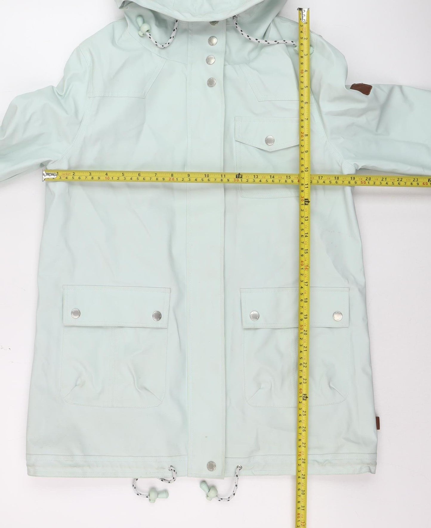 Bellfield Women Green Hooded Waterproof Rain Coat Jacket Size 12