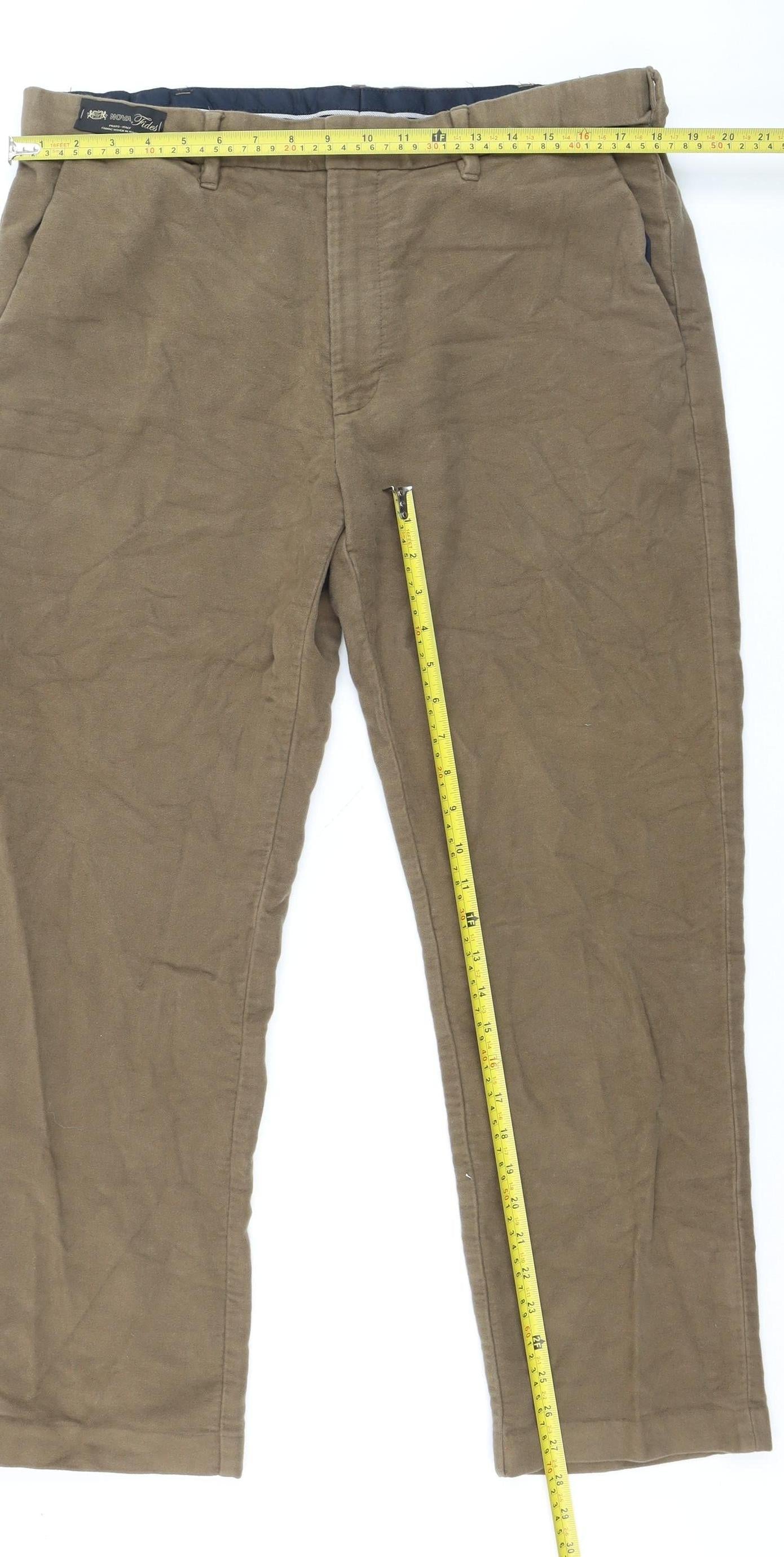 Marks and Spencer Men's Brown Chino Trousers 38W 29L Regular Fit