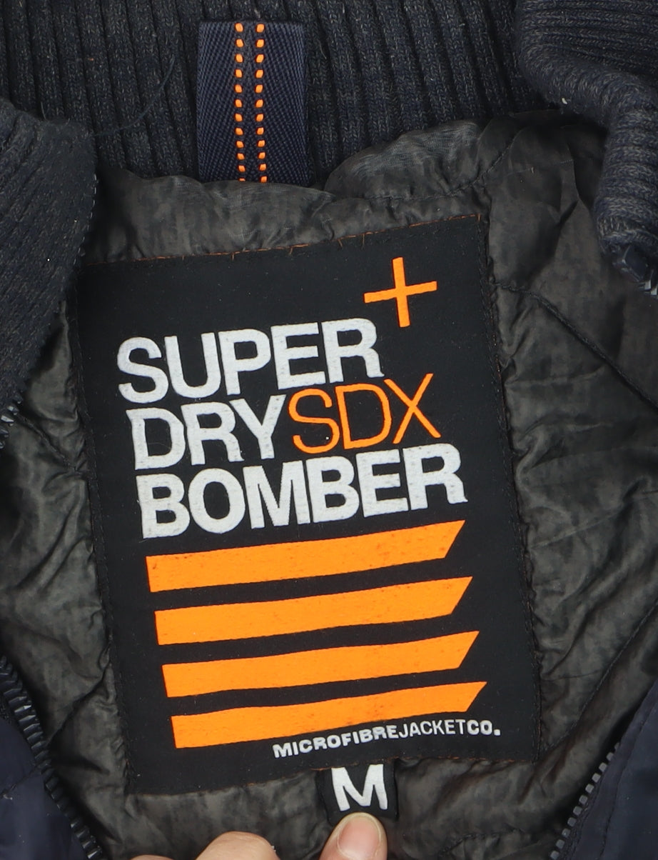 Superdry Men's Blue SDX Bomber Jacket Hooded Full Zip M