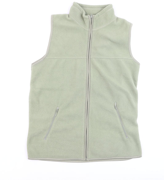 EWM Women Green Fleece Waistcoat Vest S 10/12 Full Zip Bodywarmer