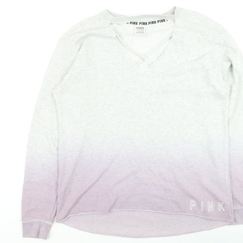 Victoria's Secret PINK Womens Grey Purple Ombre Pullover Sweatshirt Size S